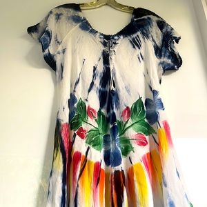 Exist Floral Tie Dyed Caftan/Dress Cover-Up - New with Tags - ONE SIZE